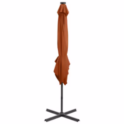 vidaXL Cantilever Garden Parasol with Pole and LED Lights Umbrella Terracotta