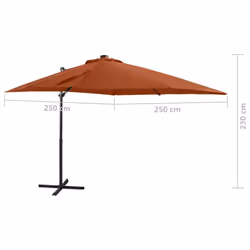 vidaXL Cantilever Garden Parasol with Pole and LED Lights Umbrella Terracotta - Additional view 5