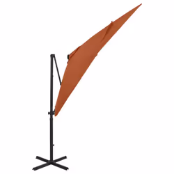 vidaXL Cantilever Garden Parasol with Pole and LED Lights Umbrella Terracotta - Additional view 6