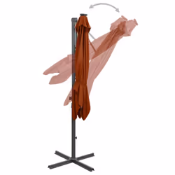 vidaXL Cantilever Garden Parasol with Pole and LED Lights Umbrella Terracotta - Additional view 8