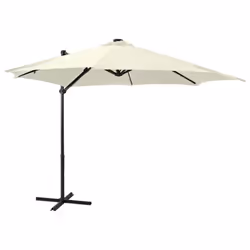 vidaXL Cantilever Garden Parasol with Pole and LED Lights Shade Umbrella Sand