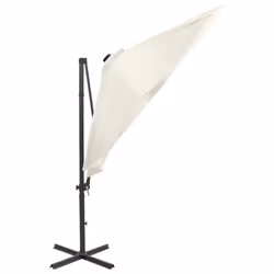 vidaXL Cantilever Garden Parasol with Pole and LED Lights Shade Umbrella Sand