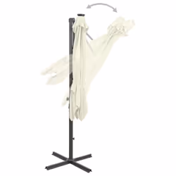 vidaXL Cantilever Garden Parasol with Pole and LED Lights Shade Umbrella Sand
