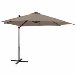 vidaXL Cantilever Garden Parasol with Pole and LED Lights Umbrella Taupe