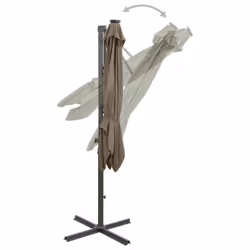 vidaXL Cantilever Garden Parasol with Pole and LED Lights Umbrella Taupe