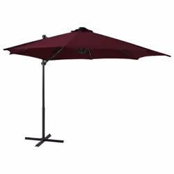 vidaXL Cantilever Garden Parasol with Pole and LED Lights Shade Bordeaux Red