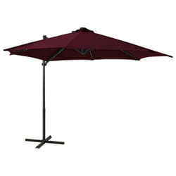 vidaXL Cantilever Garden Parasol with Pole and LED Lights Shade Bordeaux Red