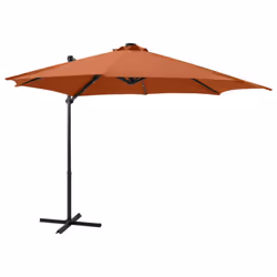vidaXL Cantilever Garden Parasol with Pole and LED Lights Umbrella Terracotta