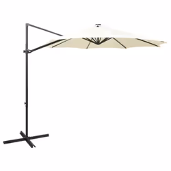 vidaXL Cantilever Garden Parasol with Pole and LED Lights Shade Umbrella Sand