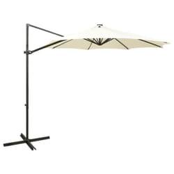 vidaXL Cantilever Garden Parasol with Pole and LED Lights Shade Umbrella Sand