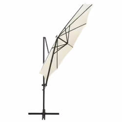 vidaXL Cantilever Garden Parasol with Pole and LED Lights Shade Umbrella Sand