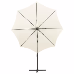 vidaXL Cantilever Garden Parasol with Pole and LED Lights Shade Umbrella Sand