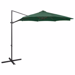 vidaXL Cantilever Garden Parasol with Pole and LED Lights Umbrella Green