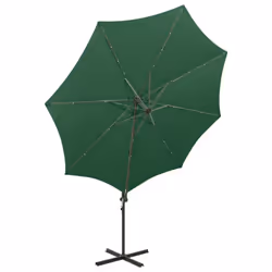 vidaXL Cantilever Garden Parasol with Pole and LED Lights Umbrella Green - Additional view 4