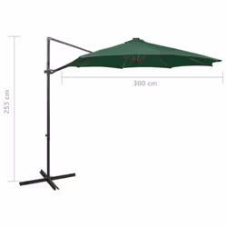 vidaXL Cantilever Garden Parasol with Pole and LED Lights Umbrella Green - Additional view 9