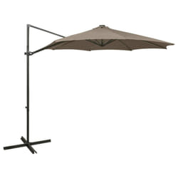 vidaXL Cantilever Garden Parasol with Pole and LED Lights Umbrella Taupe