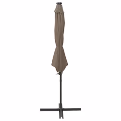 vidaXL Cantilever Garden Parasol with Pole and LED Lights Umbrella Taupe