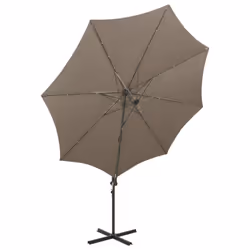 vidaXL Cantilever Garden Parasol with Pole and LED Lights Umbrella Taupe - Additional view 4