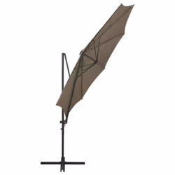 vidaXL Cantilever Garden Parasol with Pole and LED Lights Umbrella Taupe - Additional view 7