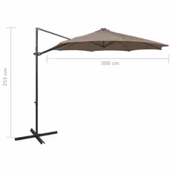 vidaXL Cantilever Garden Parasol with Pole and LED Lights Umbrella Taupe - Additional view 9