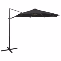 vidaXL Cantilever Garden Parasol with Pole and LED Lights Umbrella Black