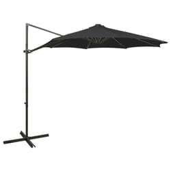 vidaXL Cantilever Garden Parasol with Pole and LED Lights Umbrella Black