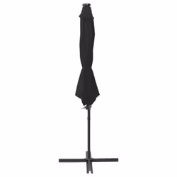 vidaXL Cantilever Garden Parasol with Pole and LED Lights Umbrella Black