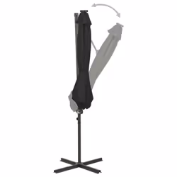 vidaXL Cantilever Garden Parasol with Pole and LED Lights Umbrella Black