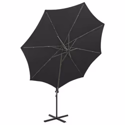 vidaXL Cantilever Garden Parasol with Pole and LED Lights Umbrella Black - Additional view 4