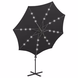 vidaXL Cantilever Garden Parasol with Pole and LED Lights Umbrella Black - Additional view 5