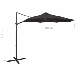 vidaXL Cantilever Garden Parasol with Pole and LED Lights Umbrella Black - Additional view 9