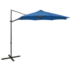 vidaXL Cantilever Garden Parasol with Pole and LED Lights Umbrella Azure Blue