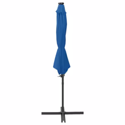 vidaXL Cantilever Garden Parasol with Pole and LED Lights Umbrella Azure Blue