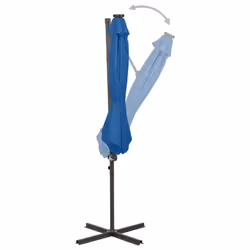 vidaXL Cantilever Garden Parasol with Pole and LED Lights Umbrella Azure Blue