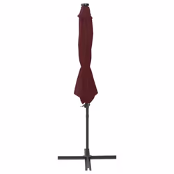vidaXL Cantilever Garden Parasol with Pole and LED Lights Shade Bordeaux Red