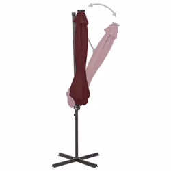 vidaXL Cantilever Garden Parasol with Pole and LED Lights Shade Bordeaux Red