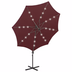 vidaXL Cantilever Garden Parasol with Pole and LED Lights Shade Bordeaux Red - Additional view 5