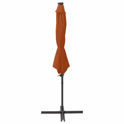 vidaXL Cantilever Garden Parasol with Pole and LED Lights Umbrella Terracotta