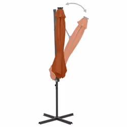 vidaXL Cantilever Garden Parasol with Pole and LED Lights Umbrella Terracotta