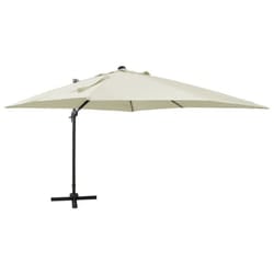 vidaXL Cantilever Garden Parasol with Pole and LED Lights Shade Umbrella Sand