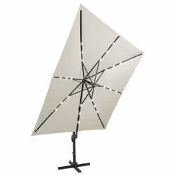vidaXL Cantilever Garden Parasol with Pole and LED Lights Shade Umbrella Sand - Additional view 4