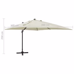 vidaXL Cantilever Garden Parasol with Pole and LED Lights Shade Umbrella Sand - Additional view 5