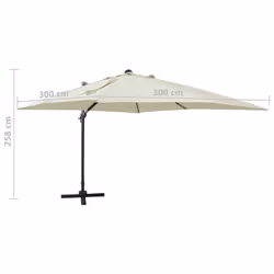 vidaXL Cantilever Garden Parasol with Pole and LED Lights Shade Umbrella Sand - Additional view 6