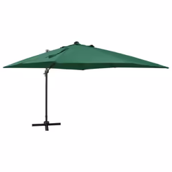 vidaXL Cantilever Garden Parasol with Pole and LED Lights Umbrella Green