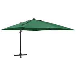 vidaXL Cantilever Garden Parasol with Pole and LED Lights Umbrella Green