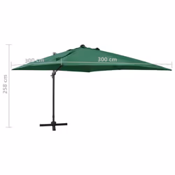vidaXL Cantilever Garden Parasol with Pole and LED Lights Umbrella Green - Additional view 10