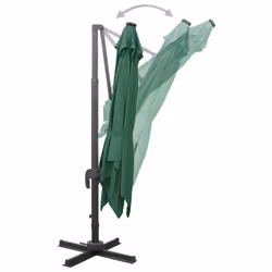 vidaXL Cantilever Garden Parasol with Pole and LED Lights Umbrella Green
