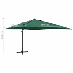 vidaXL Cantilever Garden Parasol with Pole and LED Lights Umbrella Green