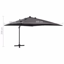 vidaXL Cantilever Garden Parasol with Pole and LED Lights Umbrella Anthracite
