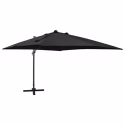 vidaXL Cantilever Garden Parasol with Pole and LED Lights Umbrella Black